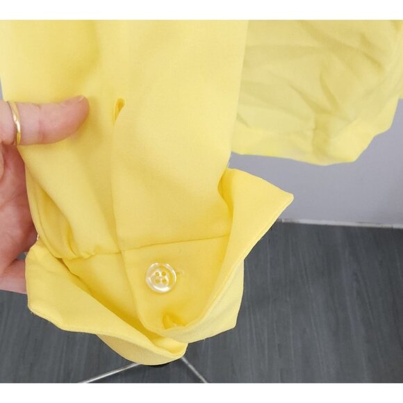 Vintage Lady Arrow Yellow Collared Cuffed Long Sleeve Button Down Blouse 70's 12 - Picture 5 of 9